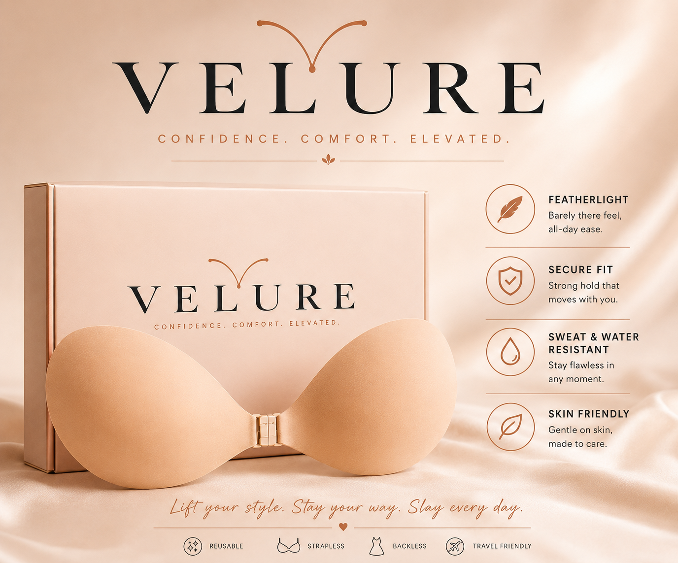 Waterproof & Sweat-proof Invisible Bra, Reusable Silicone Adhesive Bra