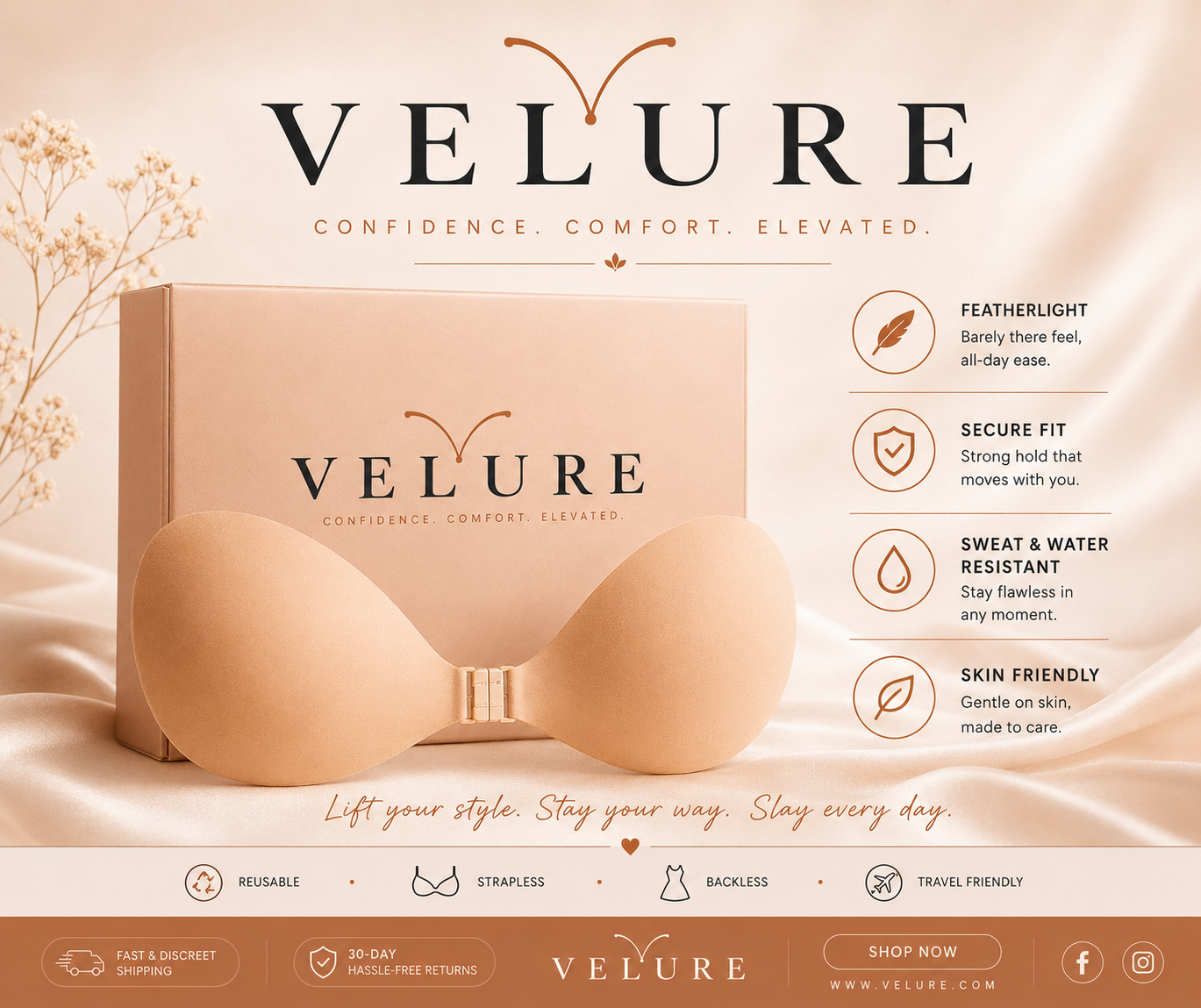 Waterproof & Sweat-proof Invisible Bra, Reusable Silicone Adhesive Bra